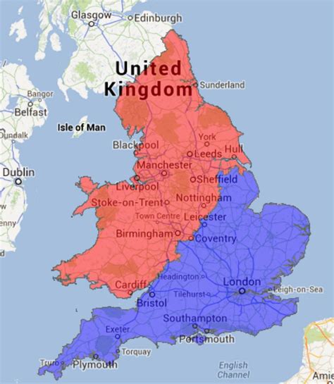 North V South divide of England + Wales : r/MapPorn