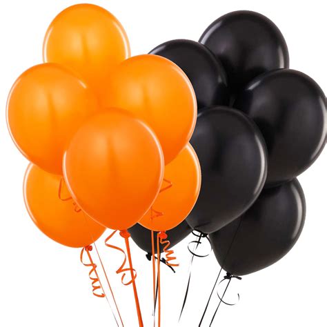 Pack Of 15 Assorted Black & Orange Latex Balloons. Halloween Decorations | eBay