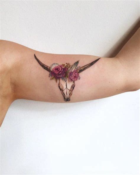 Floral longhorn skull tattoo by Amanda Wachob. Perfect for any Texan ...