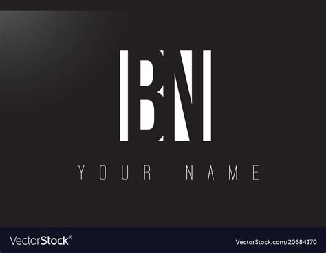 Bn letter logo with black and white negative Vector Image