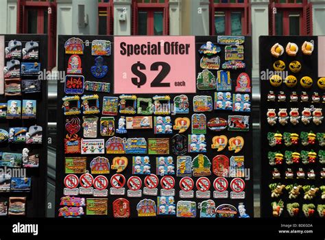 souvenir magnets for sale, Pagoda Street, Chinatown, Singapore Stock Photo, Royalty Free Image ...