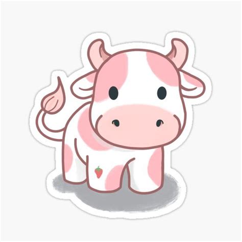 Strawberry Cow Stickers | Preppy stickers, Cow drawing, Cute animal ...