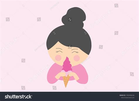 Cute Girl Eating Ice Cream Vector Stock Vector (Royalty Free ...