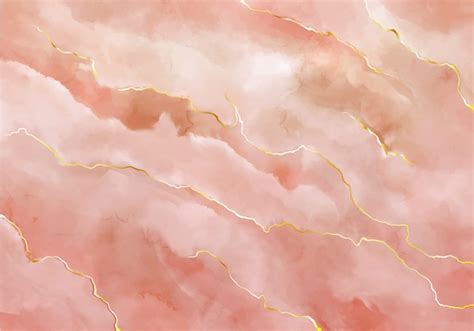 Free Vector | Watercolor Stone Rose Marble With Gold Strokes