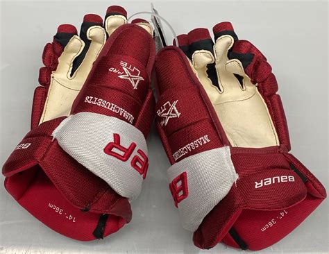 BAUER VAPOR 1X LITE PRO STOCK CUSTOM HOCKEY GLOVES 15" UMASS AMHERST ...