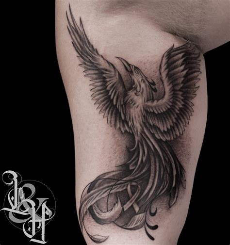 Black and Grey Phoenix Tattoo - Love n Hate