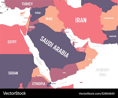 Middle east map high detailed political map Vector Image