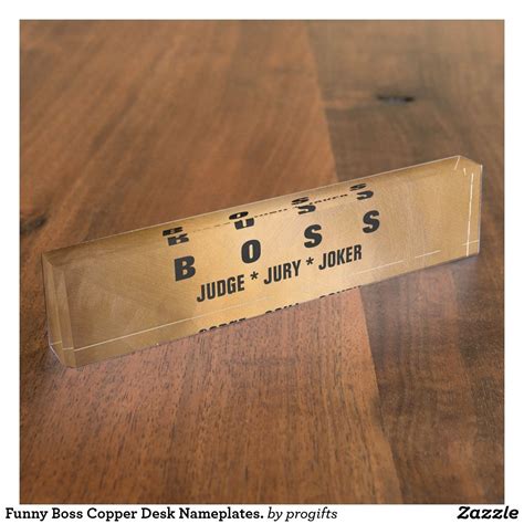 Funny Boss Copper Desk Nameplates. Desk Name Plate | Zazzle