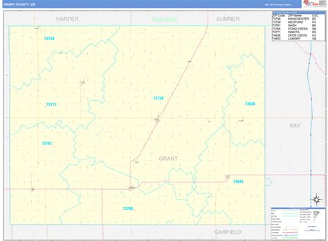 Grant County, OK Wall Map Basic Style by MarketMAPS