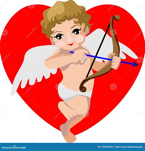 Cupid with Love Valentine Day Stock Vector - Illustration of arrow, heart: 134495360