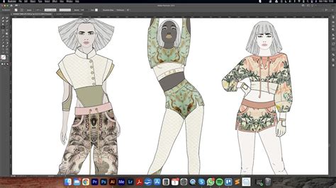 DIGITAL FASHION ILLUSTRATION in Adobe Illustrator Part 6 - Colour, Print & Texture - YouTube