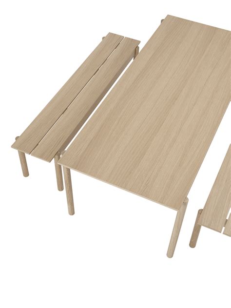 Linear Wood Table | Scandinavian materiality Steel Bench, Steel Table, Wood Bench, Wood Table ...