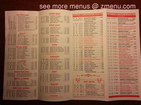 Menu at China One restaurant, Oconomowoc