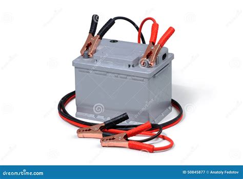 Car Battery and Jumper Cables Isolated on White Background Stock Image ...