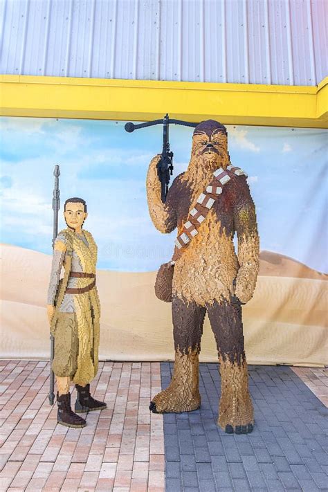 Star Wars, Chewbacca and Rey Statues Made in Legos, at Legoland in ...