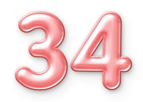 34 Number Balloon Pink 24652391 PNG