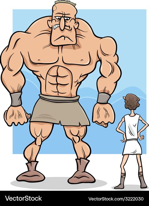 David and goliath cartoon Royalty Free Vector Image