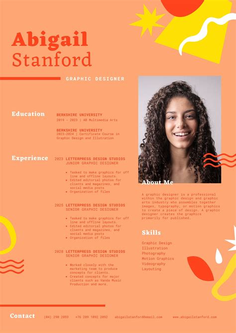 Orange and Yellow Modern Graphic Designer Resume - Templates by Canva