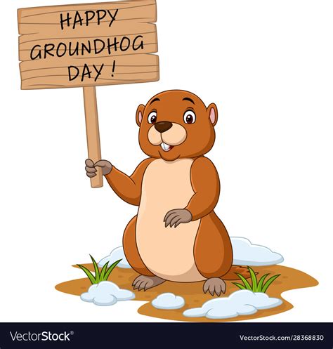 Happy groundhog day funny groundhog holding sign Vector Image