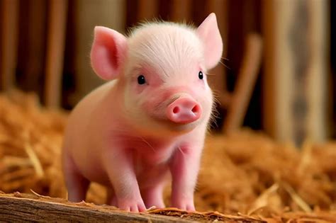 Cute pink pig, photorealistic illustration - Stock Image - Everypixel