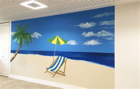 Tropical Beach Sea Ocean Office Wall Mural | Mural wall art, Wall ...