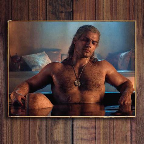 Geralt of Rivia Henry Cavill Witcher Bathtub Scene Wall Art Poster