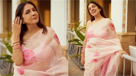 Neena Gupta proves she is ageing like a fine wine in organza saree and ...