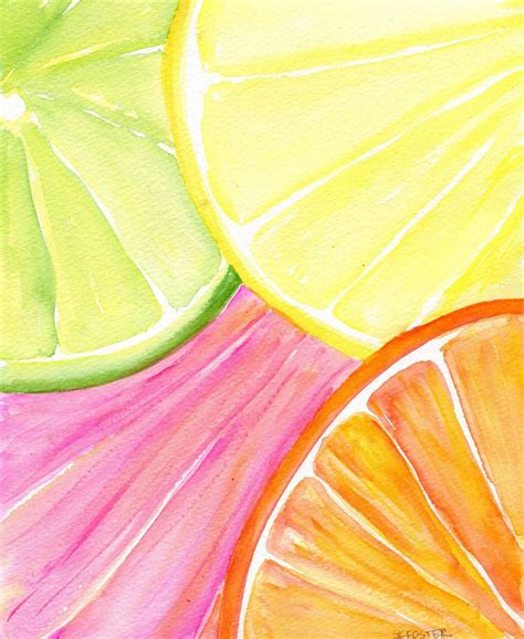 Citrus watercolor painting original 8 x 10 Grapefruit, Lemon, Orange, Lime Watercolor, Citrus ...