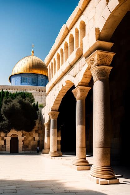 Premium AI Image | A view of the dome of the rock in jerusalem