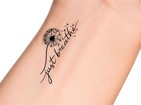 Just Breathe Dandelion Temporary Tattoo - Etsy Canada | Just breathe tattoo, Wrist tattoos for ...