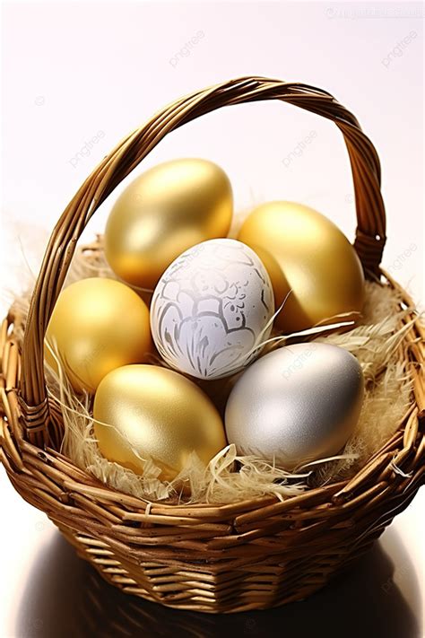 Golden Easter Eggs In Basket Background Wallpaper Image For Free Download - Pngtree