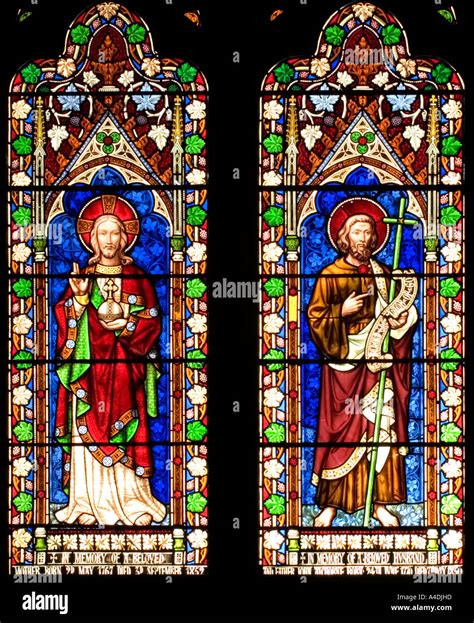 St Albans Abbey Stained Glass Windows Stock Photo - Alamy
