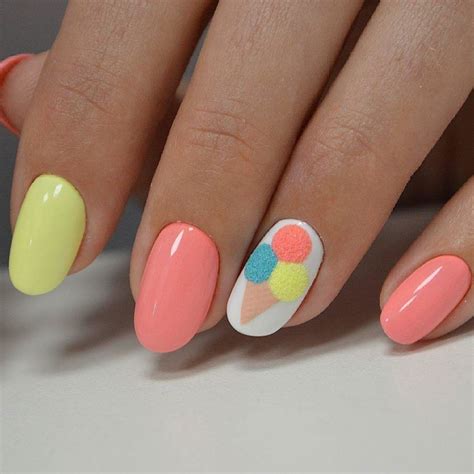 39 Summer Nails Art Ideas With Fresh Sunny Vibe (With images) | Rounded ...