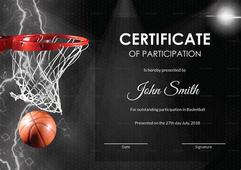 Basketball Participation Certificate Template inside Basketball ...