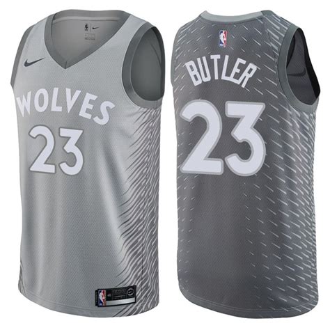 Men's Timberwolves #23 Jimmy Butler Jersey Gray City Edition