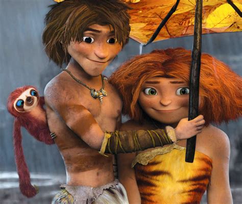 Download Journey with The Croods - Eep, Guy and the lively Belt. Wallpaper | Wallpapers.com