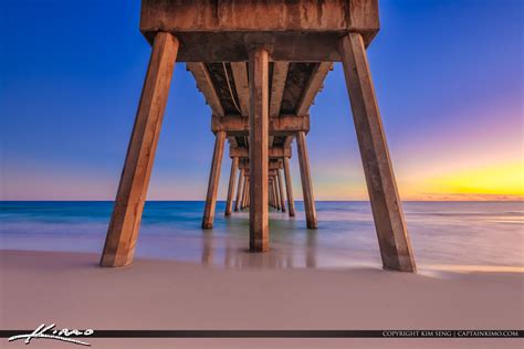 Pensacola Beach Gulf Pier from Under Sunset Florida | Royal Stock Photo