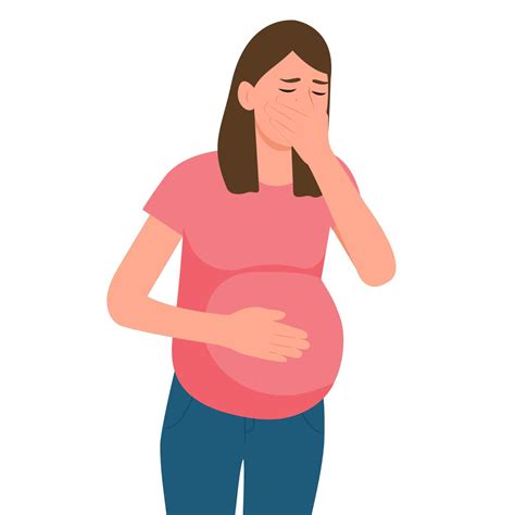 The pregnant woman suffers from nausea. Nausea during pregnancy ...