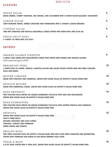 Doppio Zero Menu, Menu for Doppio Zero, Forest Hill, Toronto ...