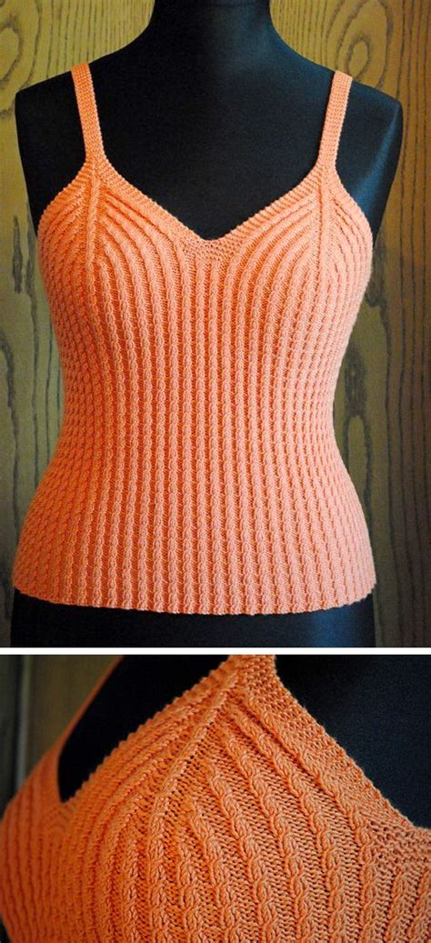 an orange knitted tank top on a mannequin