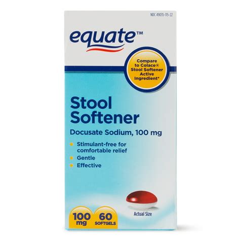 Equate Stool Softener Docusate Sodium Softgels, 100 mg, 60 Ct - Walmart.com - Walmart.com