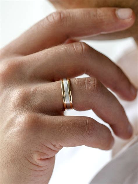 Two Tone Men's Wedding Band. Ring for Men. Wedding Ring. Male Wedding ...