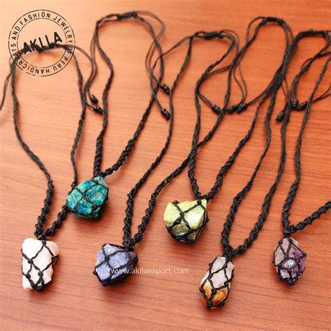 Macrame Pendant Necklace with Natural Stone — AKLLA EXPORT