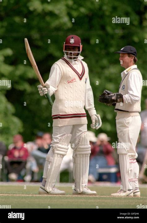 Cricket. Carl Hooper, West Indies, celebrates his 100 Stock Photo - Alamy