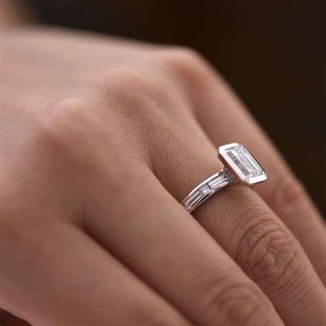 Bezel Set Emerald Cut Diamond Engagement Ring – Christopher Duquet Fine Jewelry