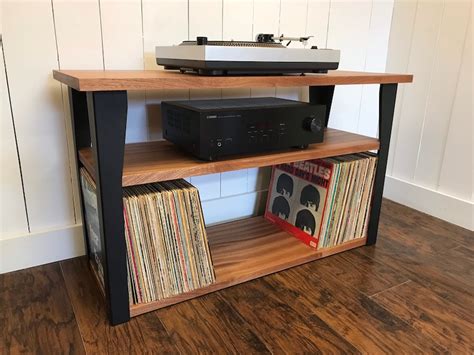 Mahogany stereo and turntable stand with vinyl storage. Modern | Etsy