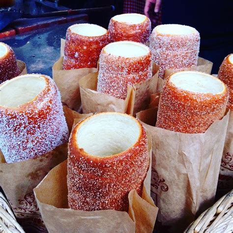 Kürtőskalács, aka chimney cake, seen in Budapest. … Hungarian Cuisine, Hungarian Recipes ...