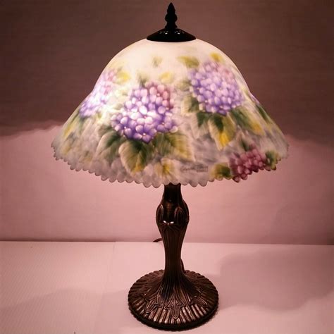 Tiffany Lamp Glynda Turley Reverse Painted Glass Floral Table Lamp Art Nouveau #Unbranded # ...