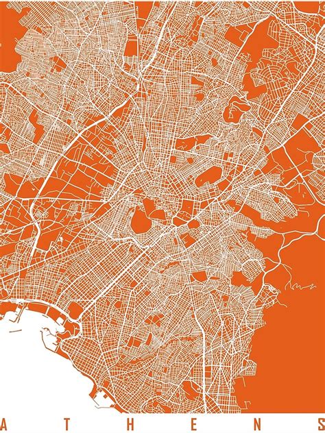 "Athens map orange" Poster by mapsart | Redbubble