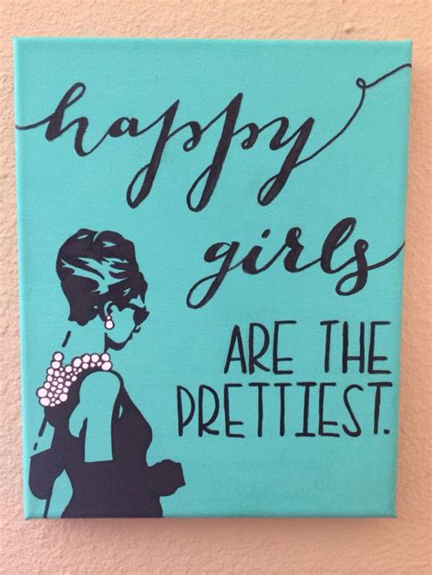 "Happy girls are the prettiest" - Audrey Hepburn Breakfast at Tiffany's canvas Tiffany & Co ...